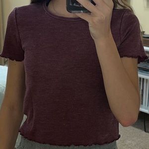 American Eagle Cropped Waffle Knit Tee